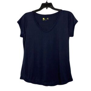 Xersion Active V-Neck Tee | Size L | Navy Blue | Moisture-Wicking Performance To
